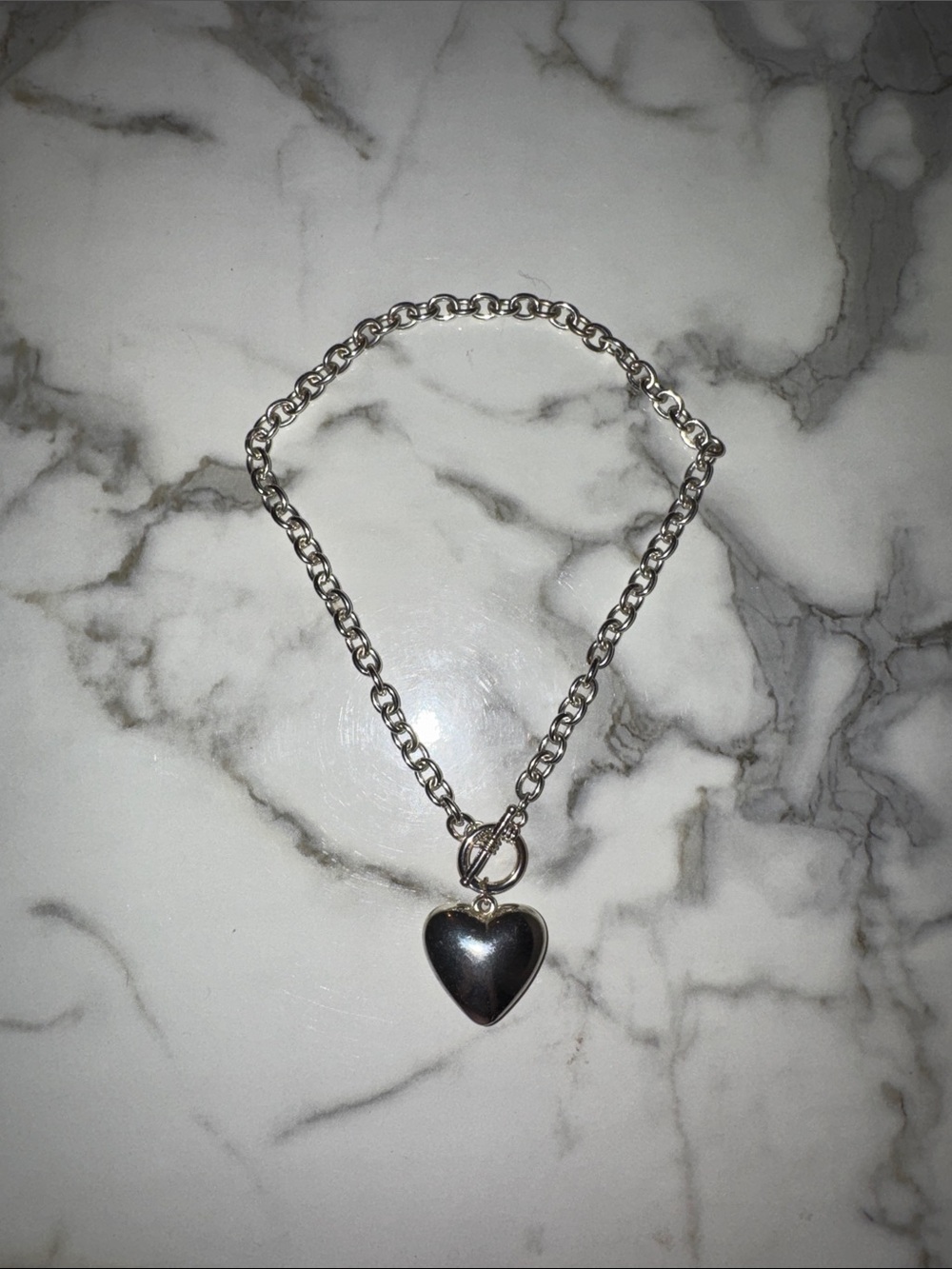 Silver Heart Pendant Chain Necklace